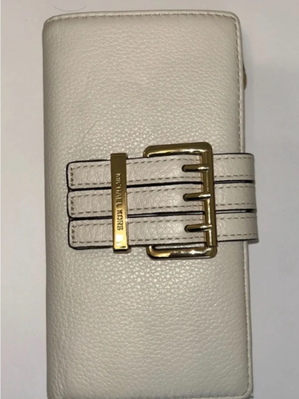 Michael Kors Cream Leather Buckle Continental Wallet